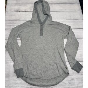 Smartwool Hoodie Womens Small Gray Henley Merino Wool Blend Pullover Sweater